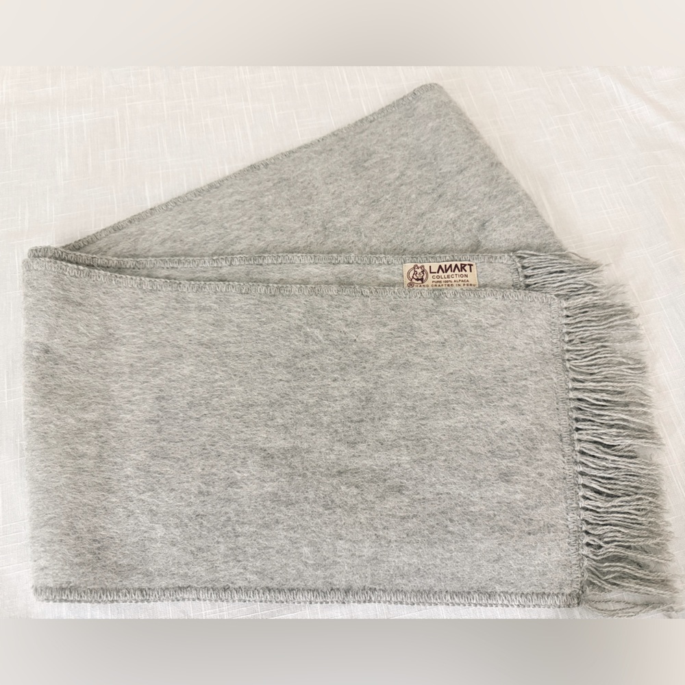 LANART collection Gray Fringed Hand Crafted Pure 100% ALPACA Scarf